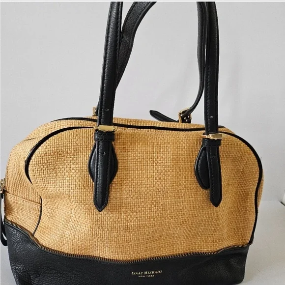 ISAAC MIZRAHI - Beautiful Straw And Leathet bag. - Picture 2 of 15
